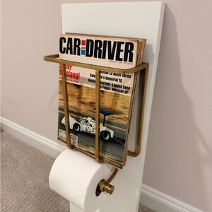 Anthropologie Gold Magazine and Toilet Paper Holder